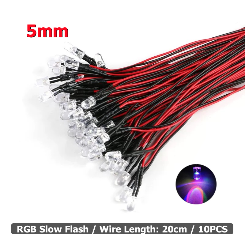 10 Uds. Luz LED de 3mm y 5mm 3V-12V rojo verde azul blanco lámpara piloto Multicolor para coche trepador de control remoto Traxxas TRX4 piezas de juguete axial