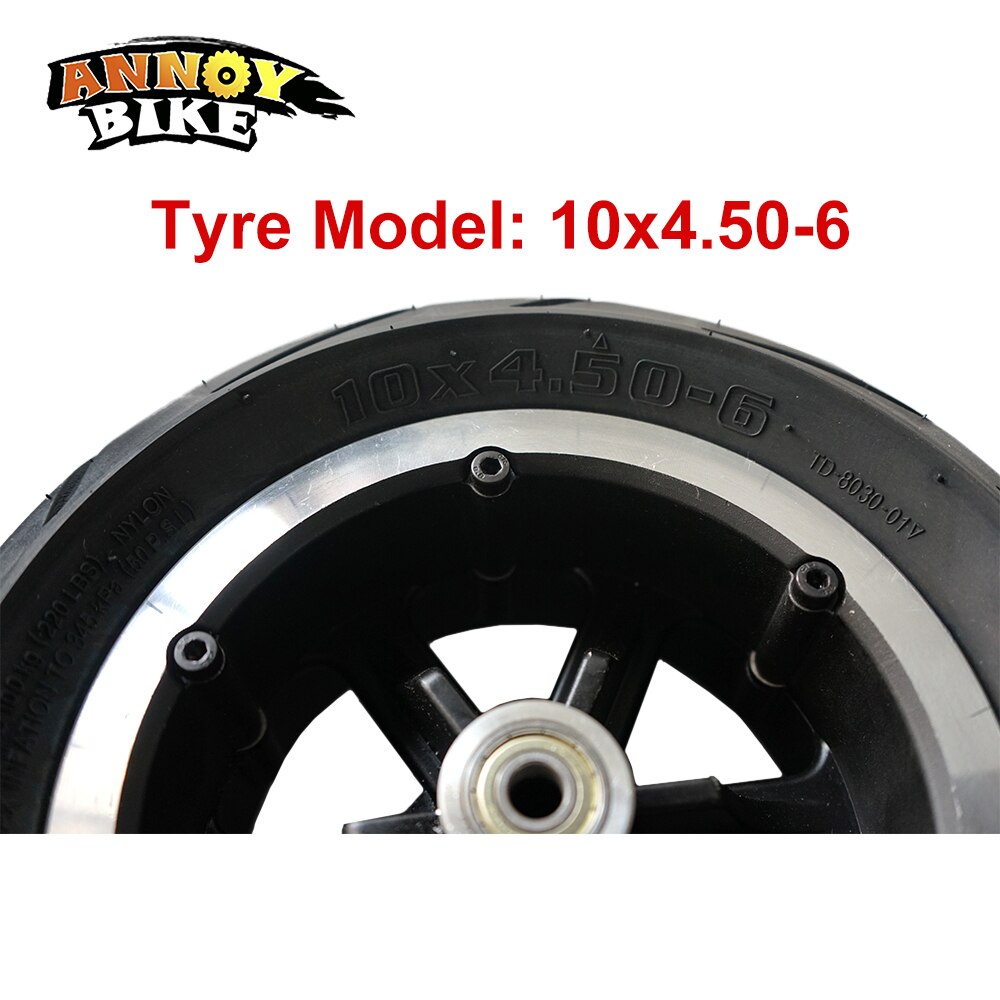 Pneu de nylon, roda dianteira de bicicleta elétrica 10 20x4.50-6, peso de carga de 100kg com acessórios de eixo para bicicleta