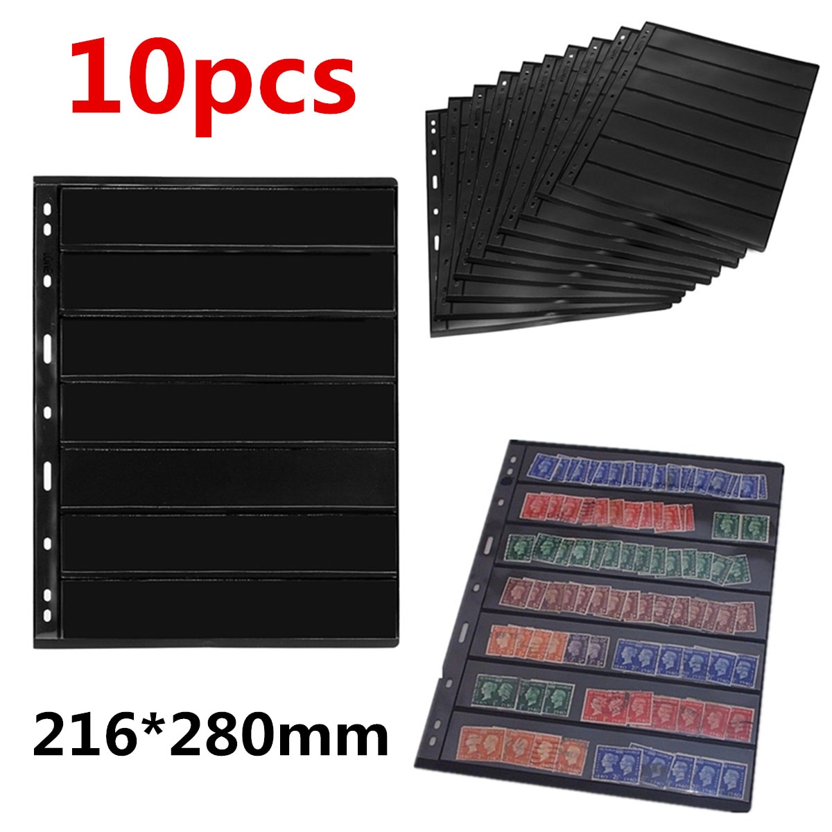 Archivador de 10 piezas para colección de tarjetas, Página de sellos, álbum de hojas sueltas de PVC, no incluye cubierta, PCCB