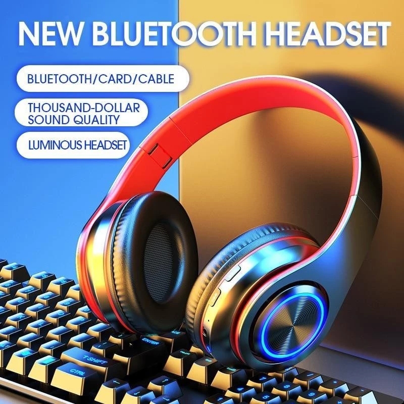 B39-hoofdtelefoon met draadloze Bluetooth Kleurrijk licht Insteekbaar kaartspel Muziekbeweging Bluetooth-headset voor telefoon