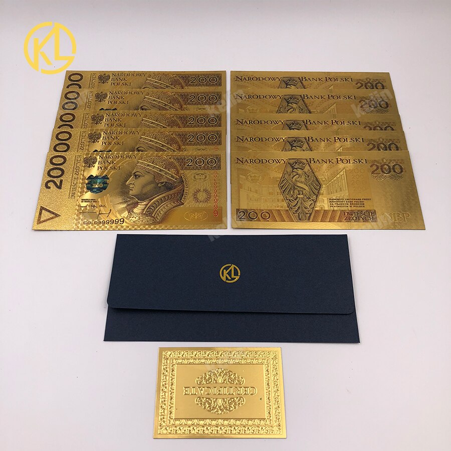 10Stck 50 PLN ZLOTY Polen Gold Farbe Banknote PAPST JOHANNES paul II Für sammlung 999 Gold für Souvenir sammlung: Pflaume