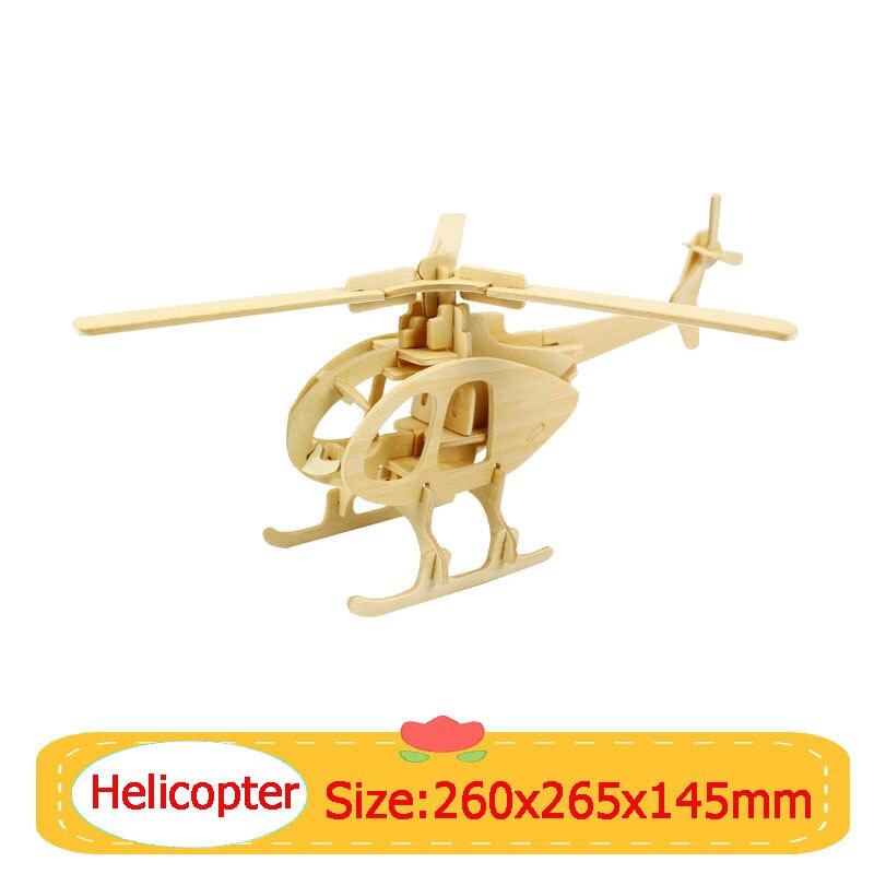 3D Puzzle Wooden Jigsaw Toys Plane Series Vehicle Model Education Toy Game For Children Wood Jigsaw Puzzles Christmas: Helicopter