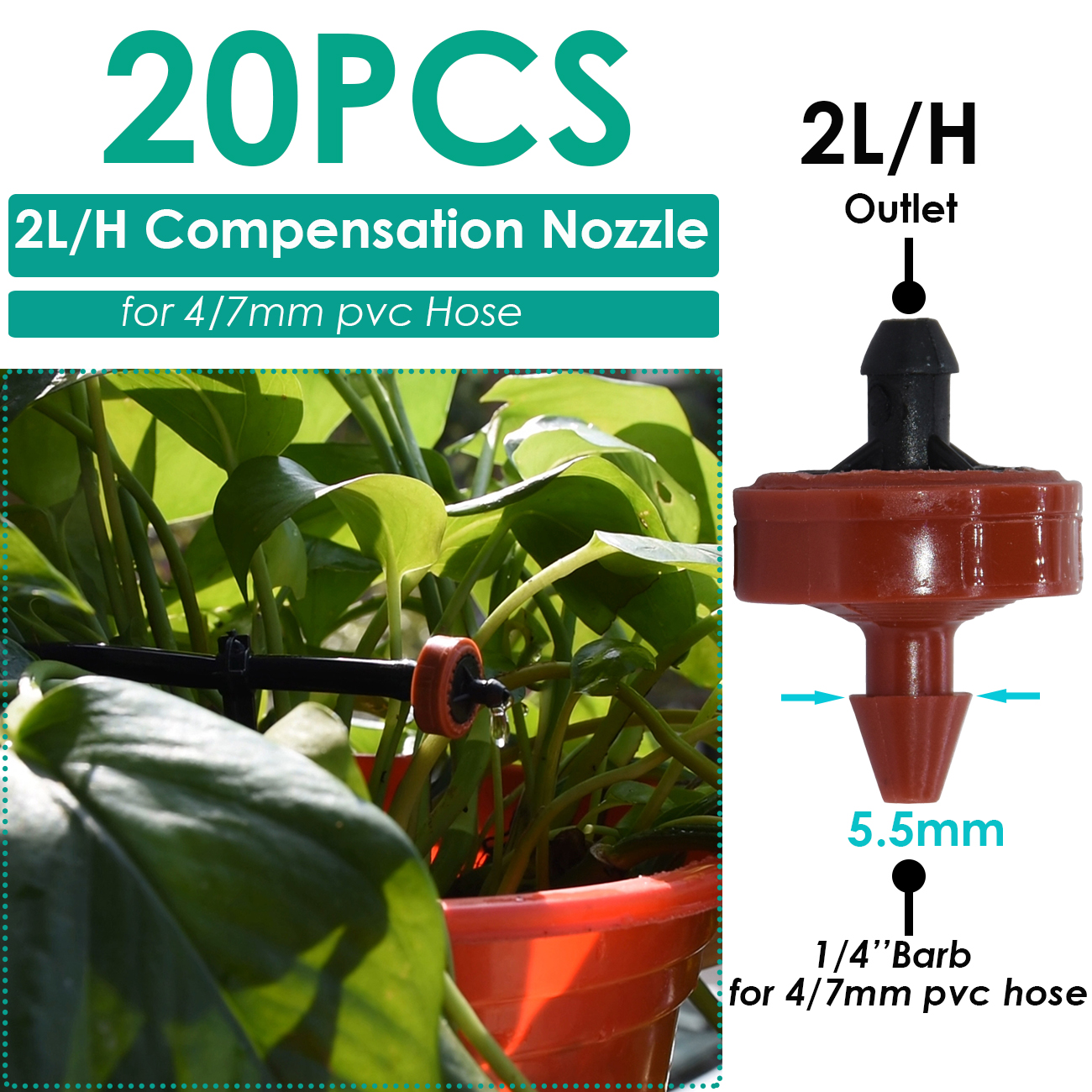 Sprycle Tuin 1/4 ''Gieter Sprinkler Druppelaar Druppelaar Irrigatie Kas Verstelbare Nevel Emitters Micro Spray Roterende Mondstuk: MULTI