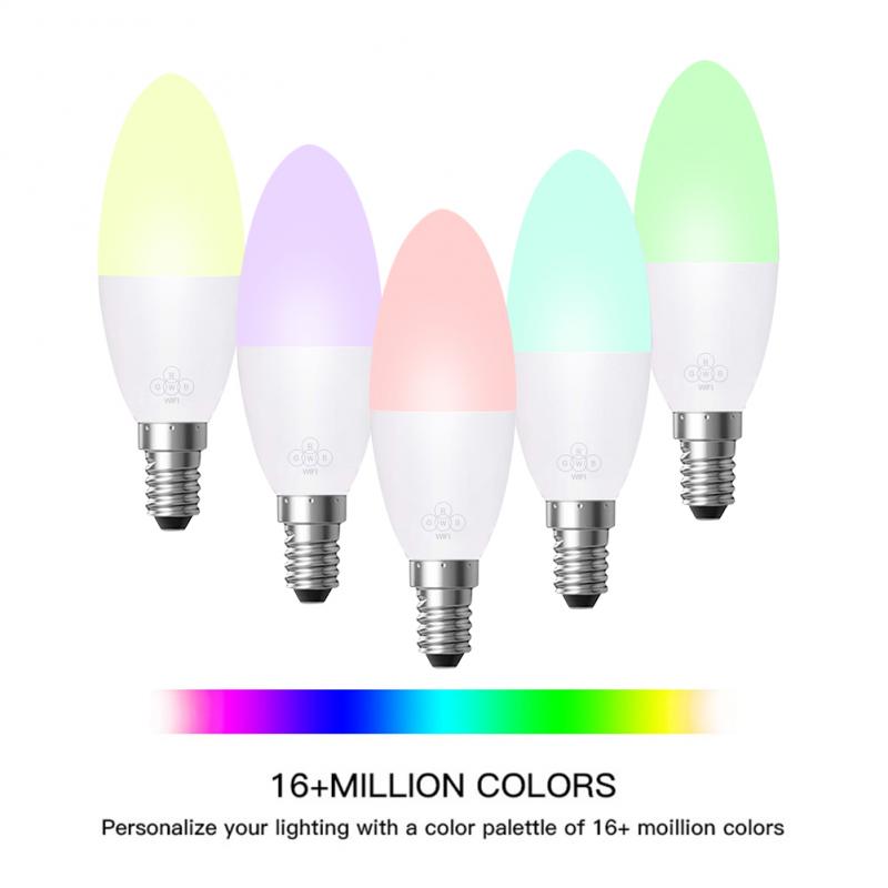 Bombilla inteligente con WiFi y Control remoto para Alexa y Google Home, bombilla LED RGB para Vela, 6W, E14/E10/E27/B22