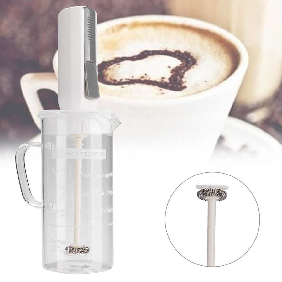 Elektrisk mjölkskummare skummaskin visp kaffevisp mixer matmixer handhållen äggvisp med glaskopp köksredskap verktyg