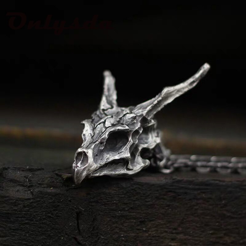 Charms Viking Dragon Skull Pendant Necklace Men's Biker Rock Punk Jewelry Antique Retro Chain OSDZ107