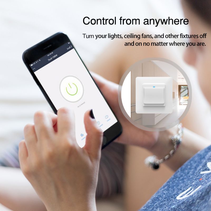 WiFi Smart Light Wall Switch Push Button Hands-free Voice Control Timer Setting