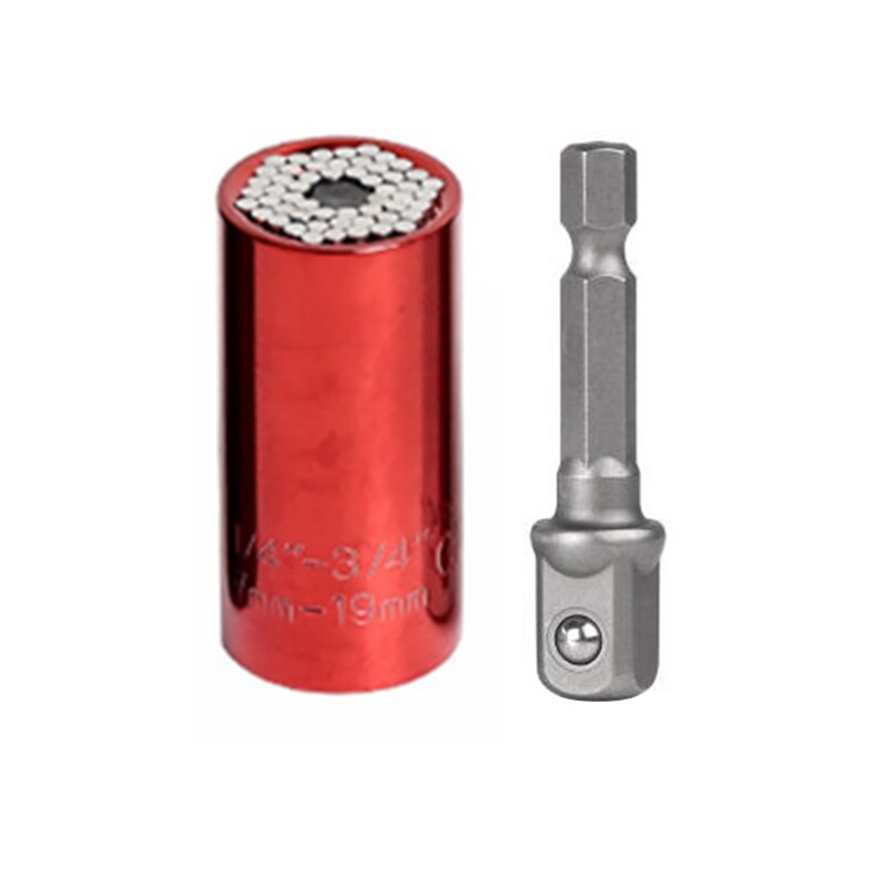 7-19mm Power Drill Adapter Hand Tools Universal Torque Wrench Spanner Grip Multi Function Ratchet Socket Sleeve: Red