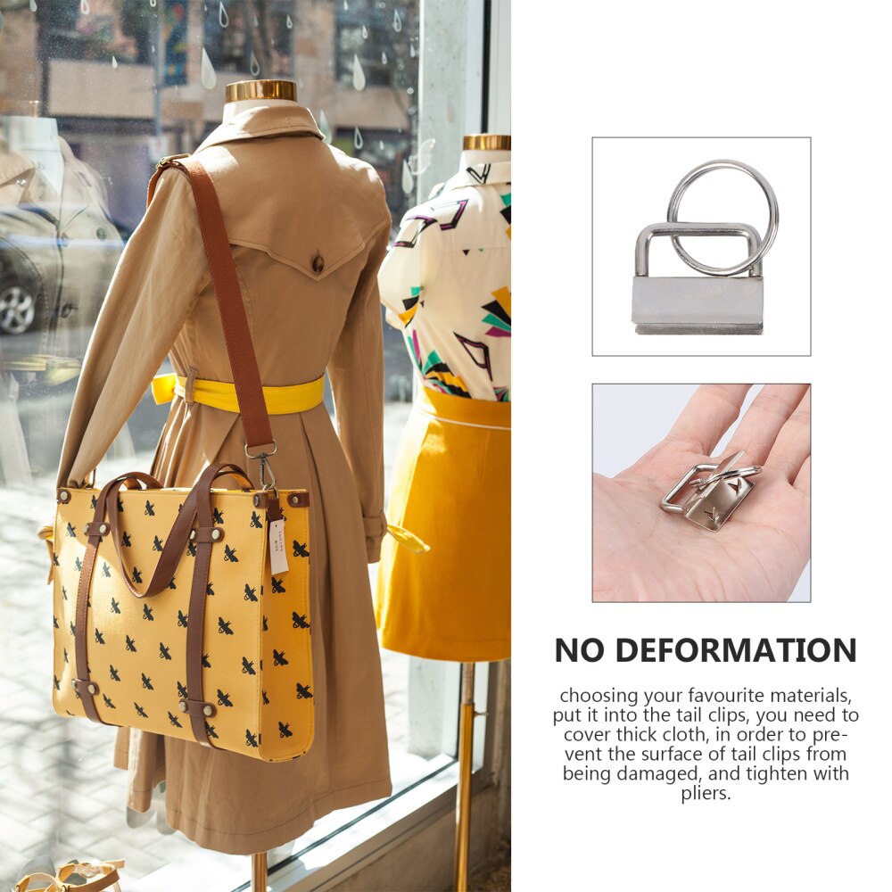 50Pcs Diy Stof Sleutelhanger Fob Polsbandje Met Key Ring Voor Lanyard Bagage Riem Accessoires (25Mm, zilver)