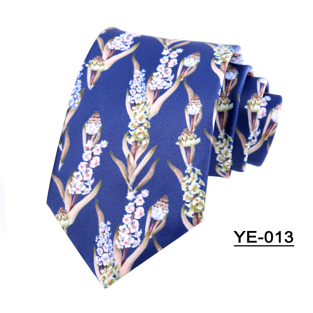 Corbata para hombre de 8CM, patrones de estampado, corbatas clásicas para hombre, novio, tacto manual, poliéster, Floral, accesorios de boda de negocios: Plata