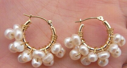 4MM White Pearl Earrings Lovely Fine Nobility Lady&#39;s Women&#39;s Earrings 18inch real Women Fine for lady jewelry