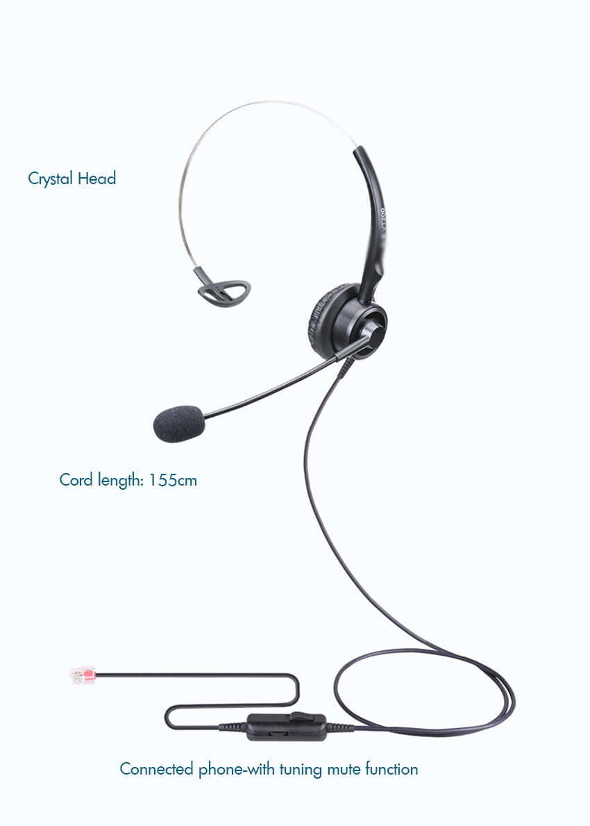 Phone Headset Crystal Head Call Center Headset, Noise Cancelling Microphone with Double 3.5mm Plug / USB Connector for Computer: B