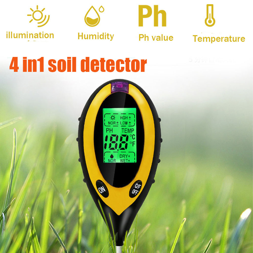 Soil pH Tester, 4 in 1 PH Light Moisture Acidity Tester Soil Tester Moisture Meter Plant Soil Tester Kit for Flowers