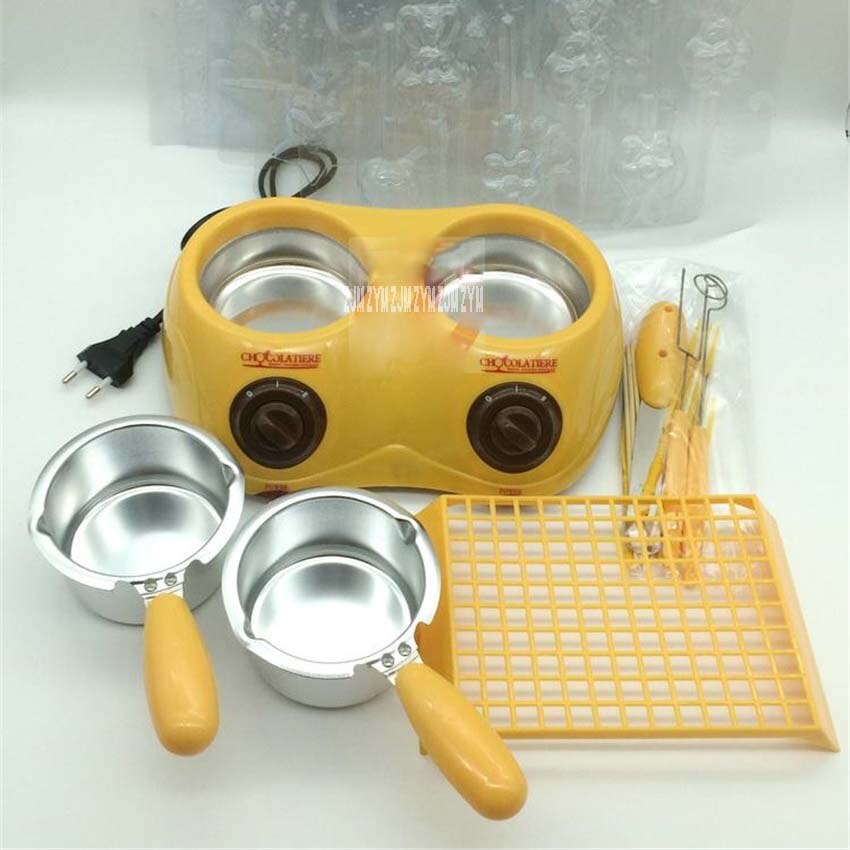 Fuente de Chocolate eléctrica doble de 250x2ML de capacidad para Fondue, máquina de fusión de Chocolate , Amarillo/rosa, 1 unidad, superventas