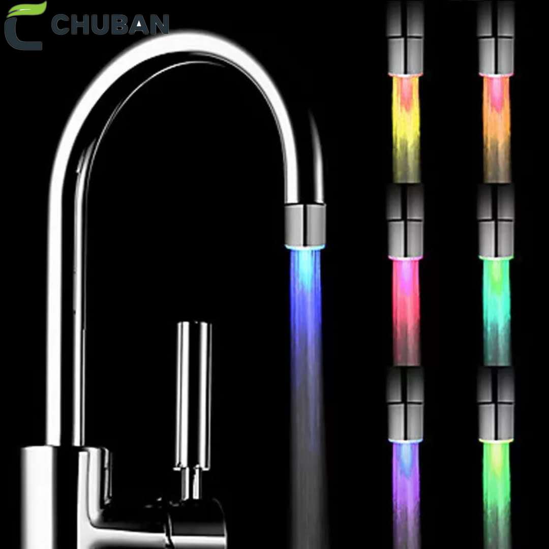 CHUBAN 1PC Led Faucet Light Intelligent Water Temperature Control Led Water Tap Kitchen Faucets No Need Battery N94
