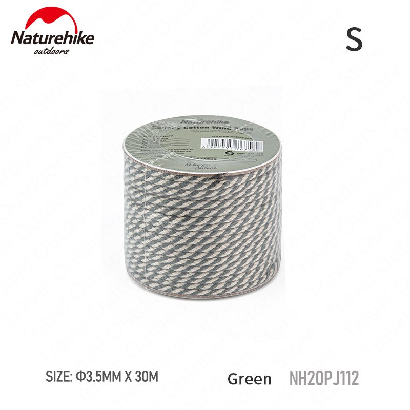 Naturehike-Cuerda de viento de algodón, accesorios de tienda con nudo rápido, hebilla de cuerda de viento antideslizante, gancho de ajuste para acampar y senderismo: Green-S