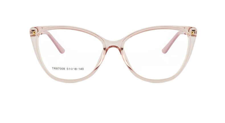 Monturas de gafas transparentes con luz azul para mujer, lentes de estilo de ojo de gato rojo, gafas graduadas con montura para ordenador: Clear Pink