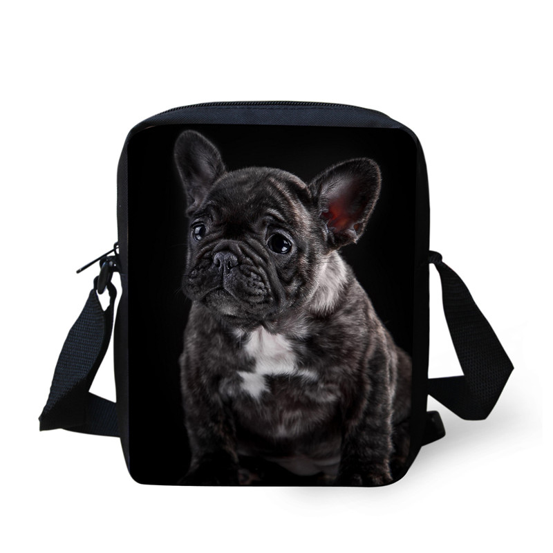 Mini bolsos cruzados con estampado 3D de Bulldog Francés para mujer, bandolera de viaje, bolso de hombro: Azul cielo