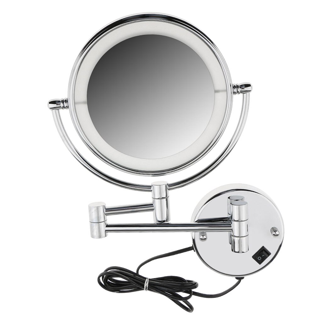 8inch LED Surround Wall Mount Vanity Mirror Swivel Extendable for Makeup Cosmetic Bathroom Shower Shaving Stylish Finished