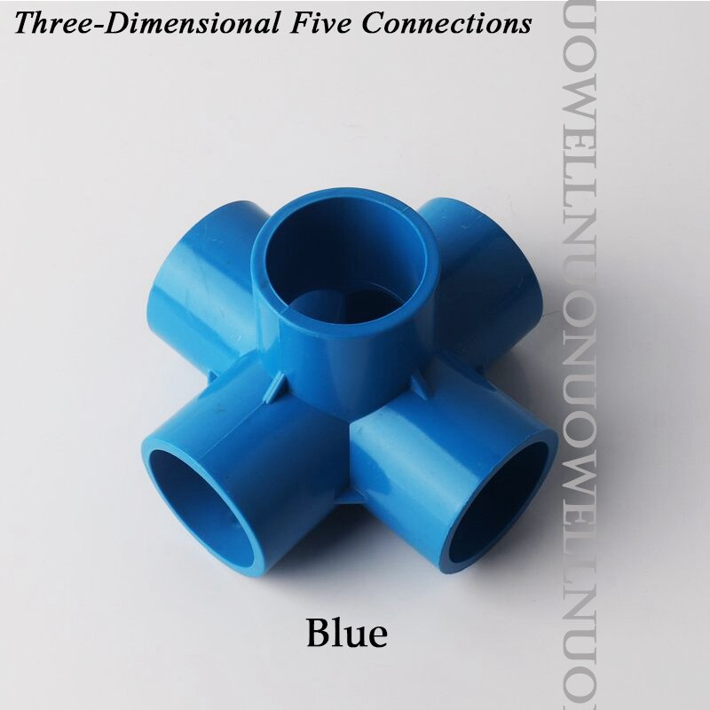 10Pcs 20 25 32 40 Mm Pvc Pijp Vijf-Weg Connector Drie-Dimensionale Aansluitingen Voor Diy Kledingkast tent Kas Skelet Gezamenlijke: 40mm / Blue