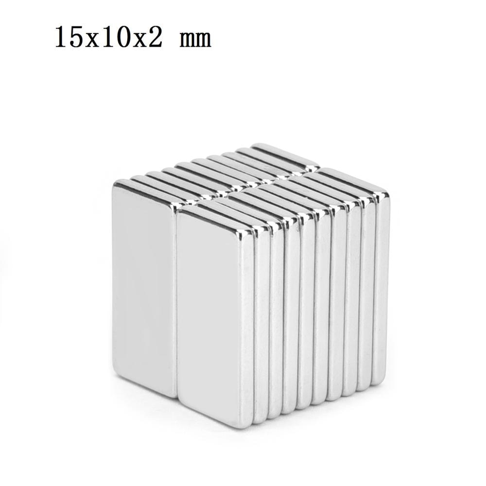 10-50 Stuks (Code: 15102) 15X10X2 Mm Bulk Vel Neodymium Magnetische Ndfeb Magneten Blok Zeldzame Aarde Magneet