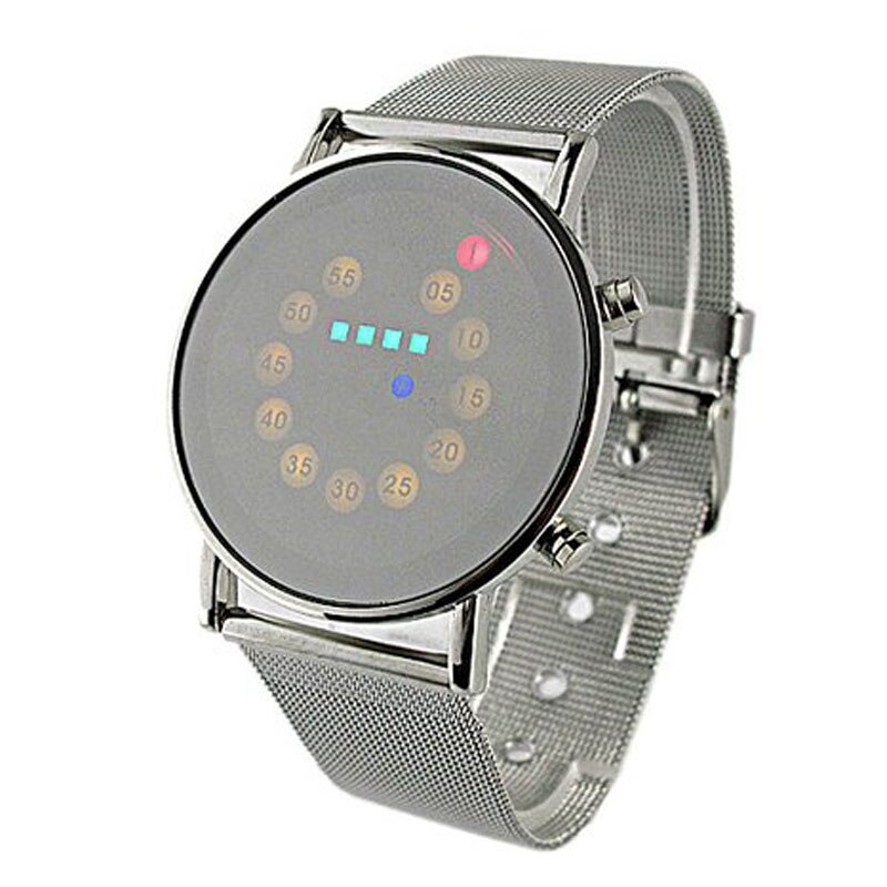 High-End Mannen Horloge Led Licht Digitale Display Roestvrij Staal Horloge Mannelijke Creatieve Pols Klok Reloj Hombre Homme