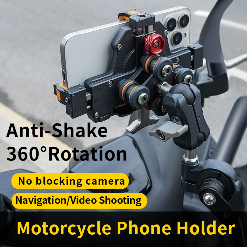 Universele motorfiets telefoonhouder legering anti-shake 360 ° Verstelbare Motos Bike Navigatiebeugel Metalen motorfietsenaccessoires
