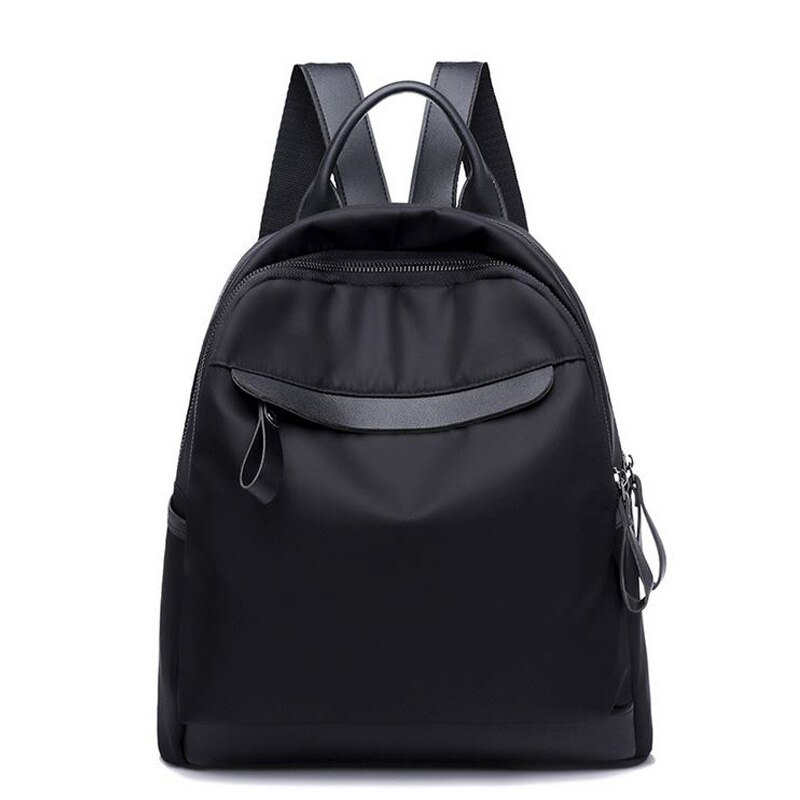 Women Small Nylon Waterproof Cloth Backpack Ladies Korean Trend Casual Students Campus Travel bag Oxford Black Color TCL01: Default Title