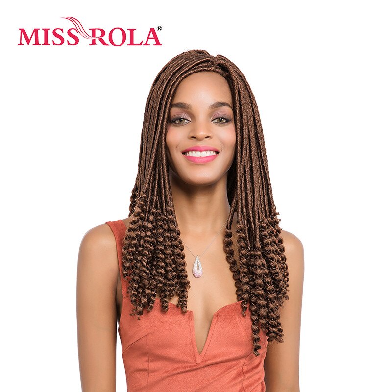 Miss Rola Faux Locs Curly Crochet Braid Hair 30# Kanekalon Low Temperature Fiber 18inch Synthetic Braiding Hair Extensions 5pcs