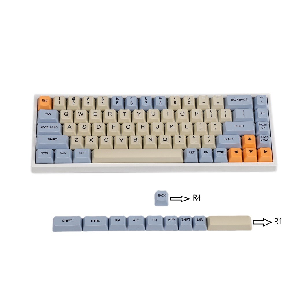 Ymdk Blauw Beige Oranje Dye Sub 64 68 Minila Keyset Dikke Pbt Oem Profiel Mac Keycap Voor Filco Minila YD60M XD64 GK64 Tada68: Base 64 68 Set