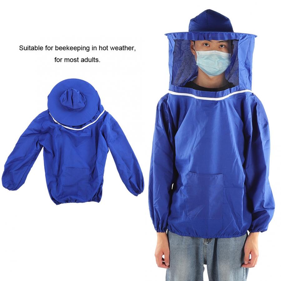 Traje de apicultor para exteriores, chaqueta protectora con velo, traje transpirable de apicultor, traje de Apicultura: Azul