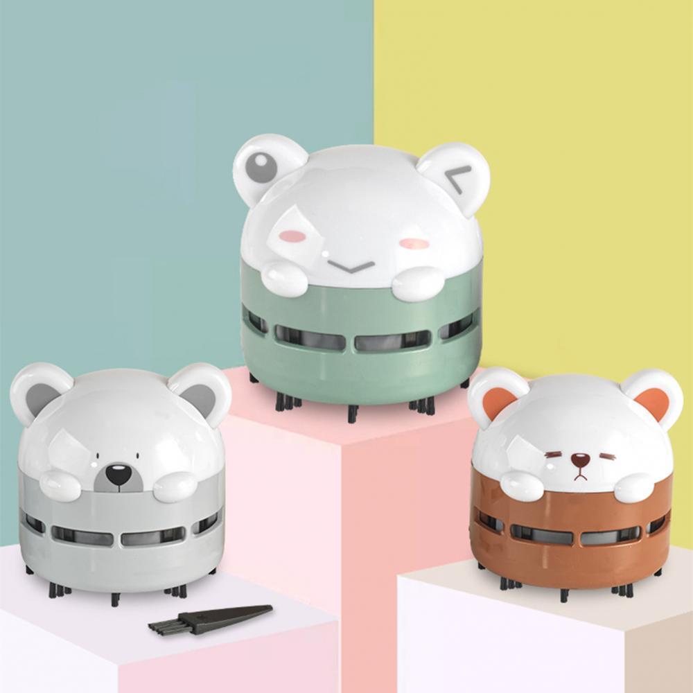 Mini aspirateur de bureau Portable, ours de dessin animé, chargement USB, veilleuse, clavier, nettoyant de Table pour véhicule, balayeuse de Table