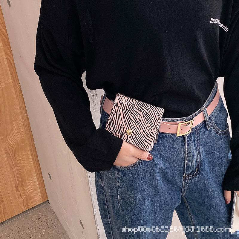 Women Waist Bag Black Pink Leopard Fanny Pack Women Pu Leather Zebra Minni Fanny Pack For Woman Lady Waist Bag