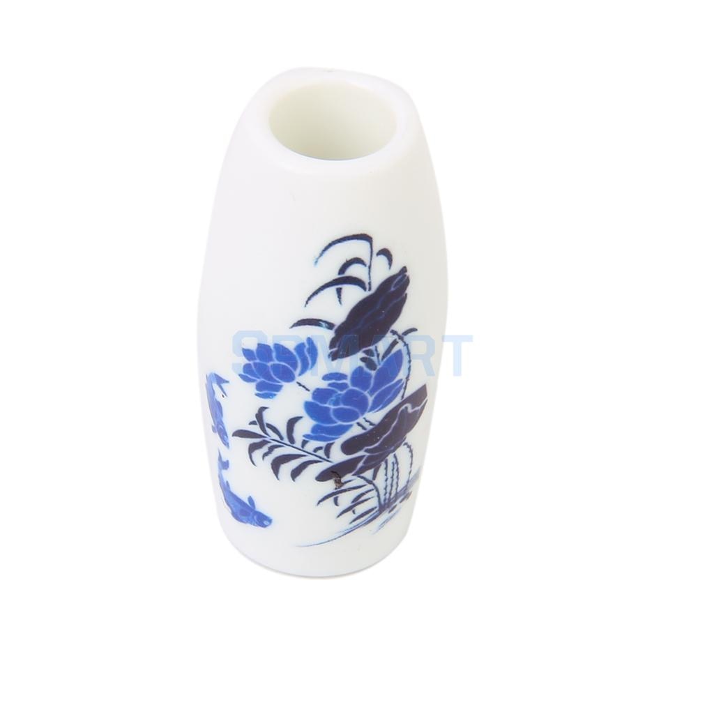 3pcs Doll House Miniature Plastic Flower Vase with Blue Painted Floral