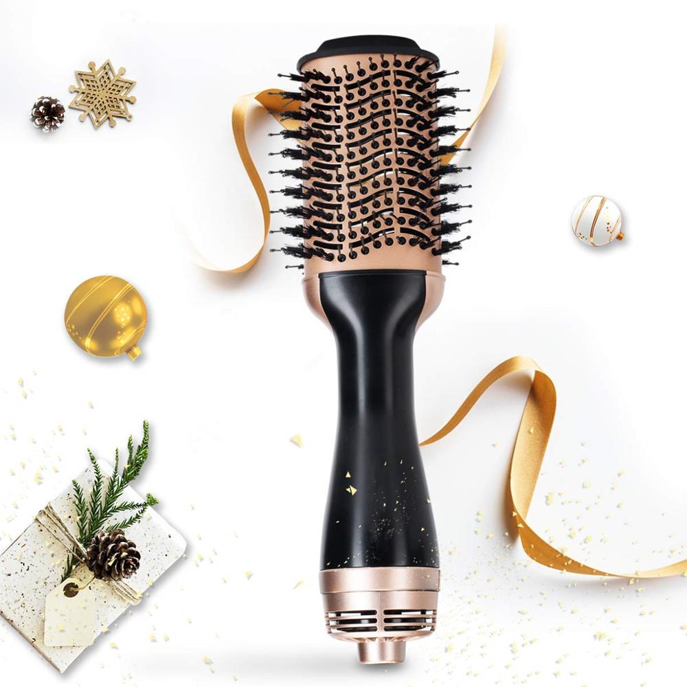 One Step Dryer Brush Combs Volumizer Blower Cold Air Straightening Curling 3-in-1 Brushes Smooth Frizz Ionic Hair Fluffy: Gold with box / EU