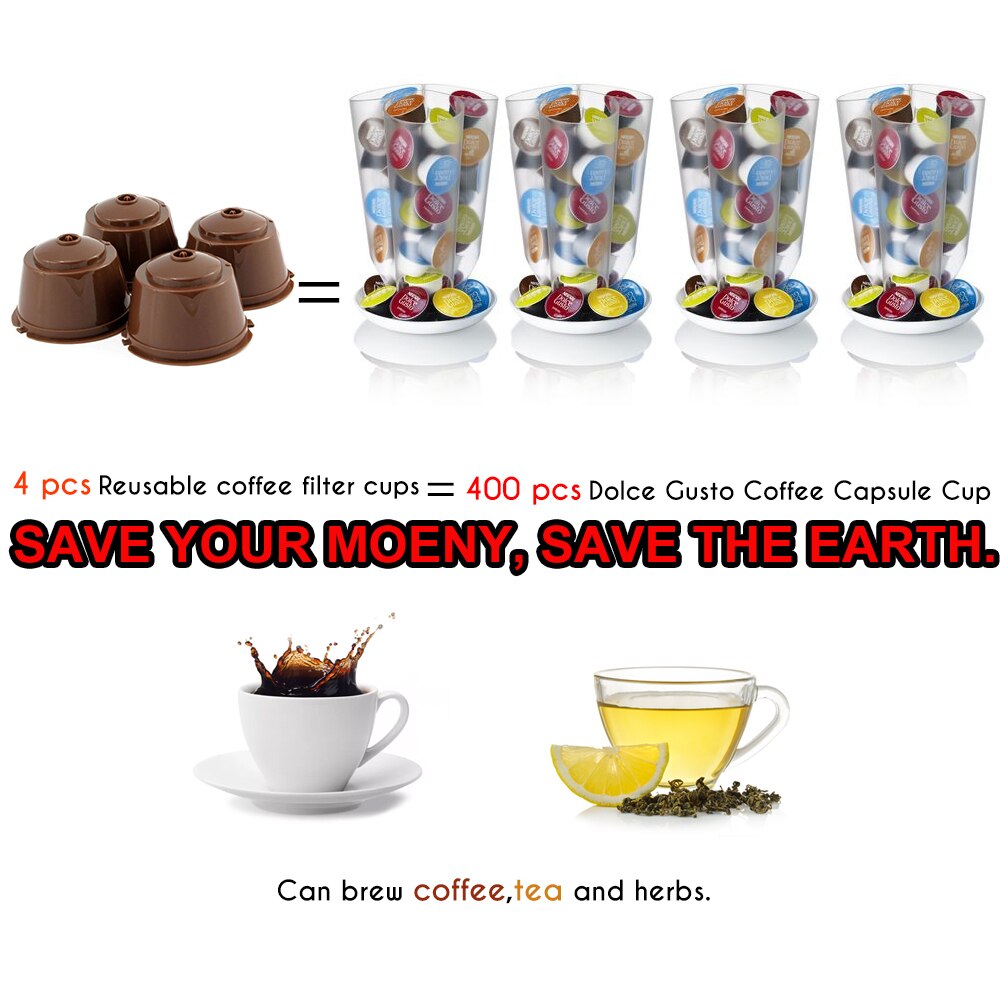 1/2/3/4/6 st / förpackning återanvändbara kaffekapslar av matkvalitet för dolce gusto påfyllningsbar kaffekoppfilter