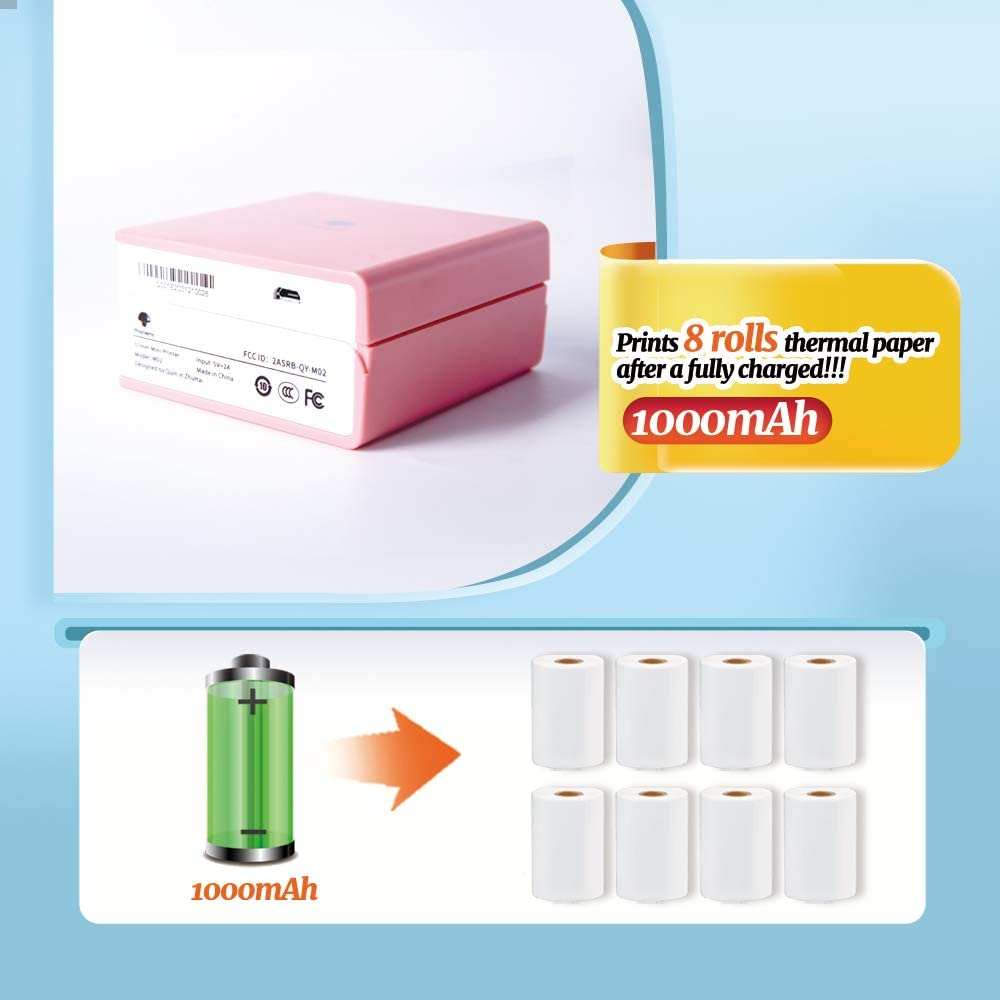 Phomemo M02 Portable Thermal Printer Paper Photo Pocket Thermal Printer 53 mm Printing Bluetooth-Compatible Android IOS Printer