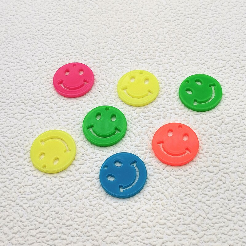 ! 15/25mm 100pcs Neon effect Smiley shape Charm for Ear DIY Making parts,Jewelry Accessories Findings & Component: 5 color mix / 25mm