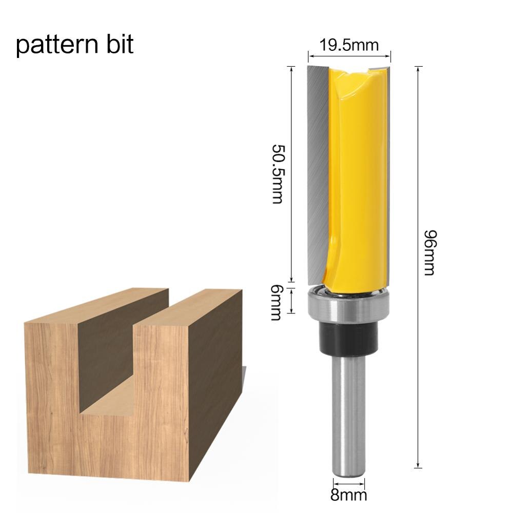 1pc 8mm flush trim mønster router bit top & bund bærende bits fræsning til træbearbejdningsskærere: Mønsterbit