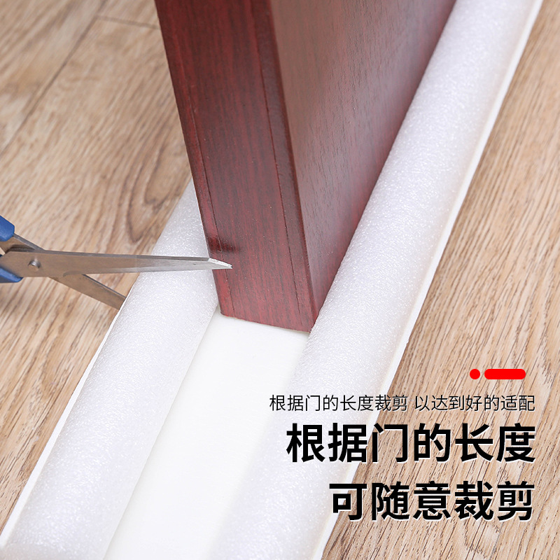 Fleksibel dørbund tætningsliste beskyttelsesvind støv tærskel forsegling trækstop dobbeltdør dekor beskytter dørstop træk: Hvid