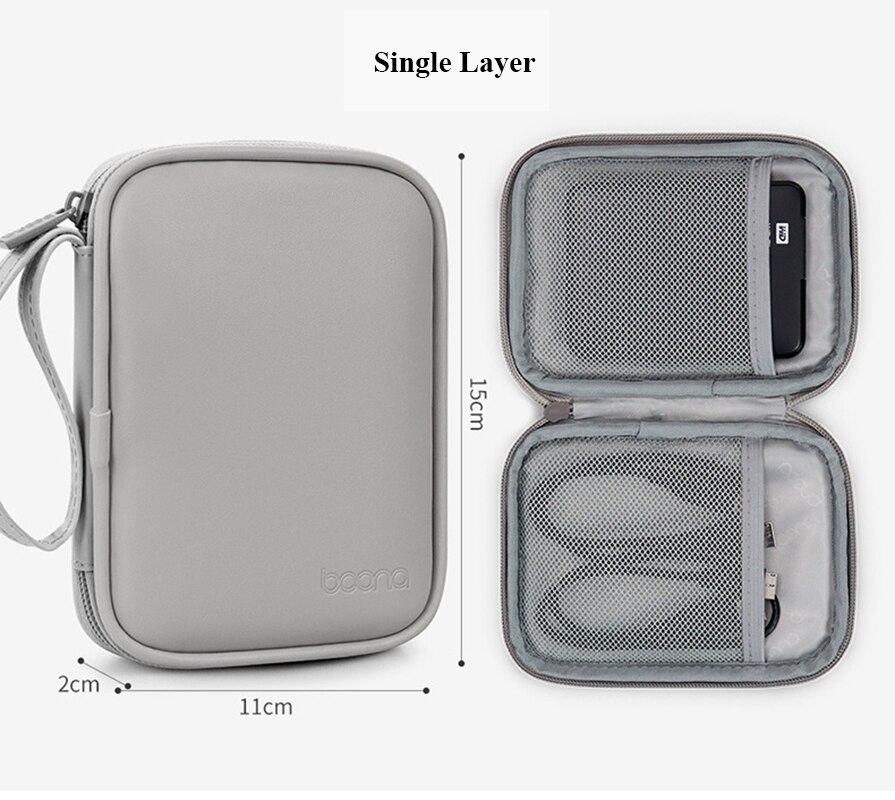 Dual PU Leather External Hard Disk Organizer Bag Single Layer 2.5 inches Hard Drive Protective Case Portable Power Bank Bag
