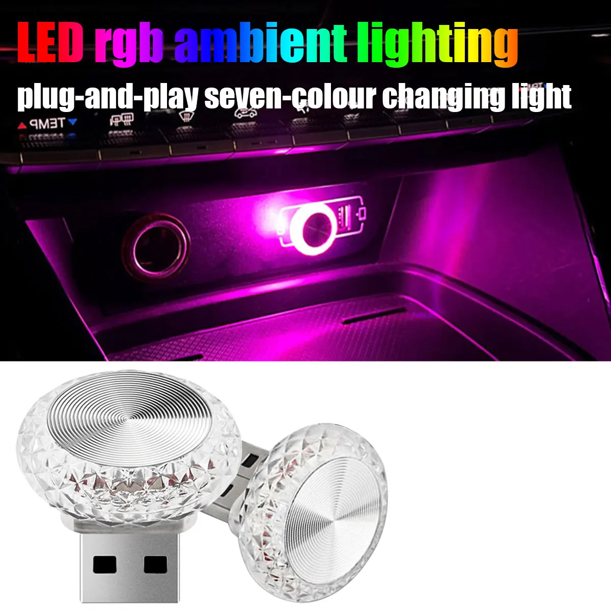 1 st mini-usb-inomhusbelysning rgb-atmosfärslampor dekorativt ljus bakgrundsljus sovrum nattlampa bärbar mini-led-lampa