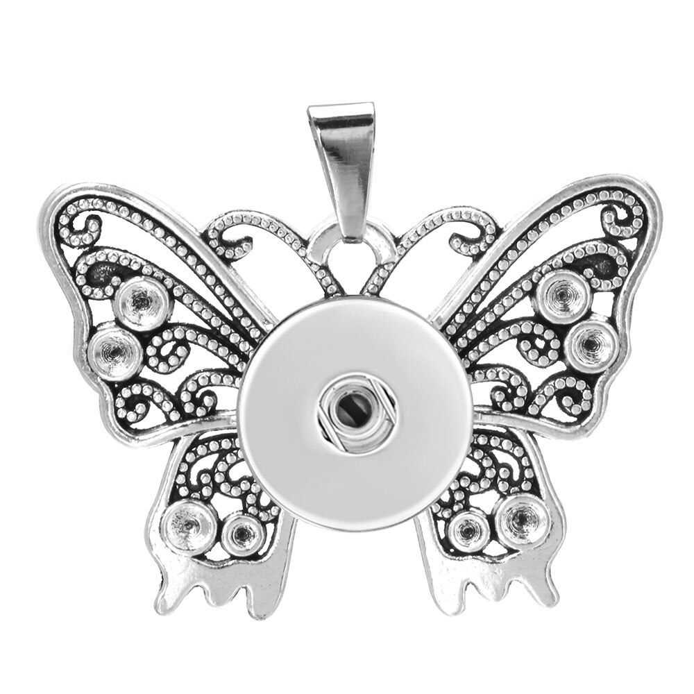 Colorful Butterfly Snap Button Pendant Jewelry Fit 18mm Metal Snap Buttons Jewelry Snap Pendant Necklace ZG146: 5