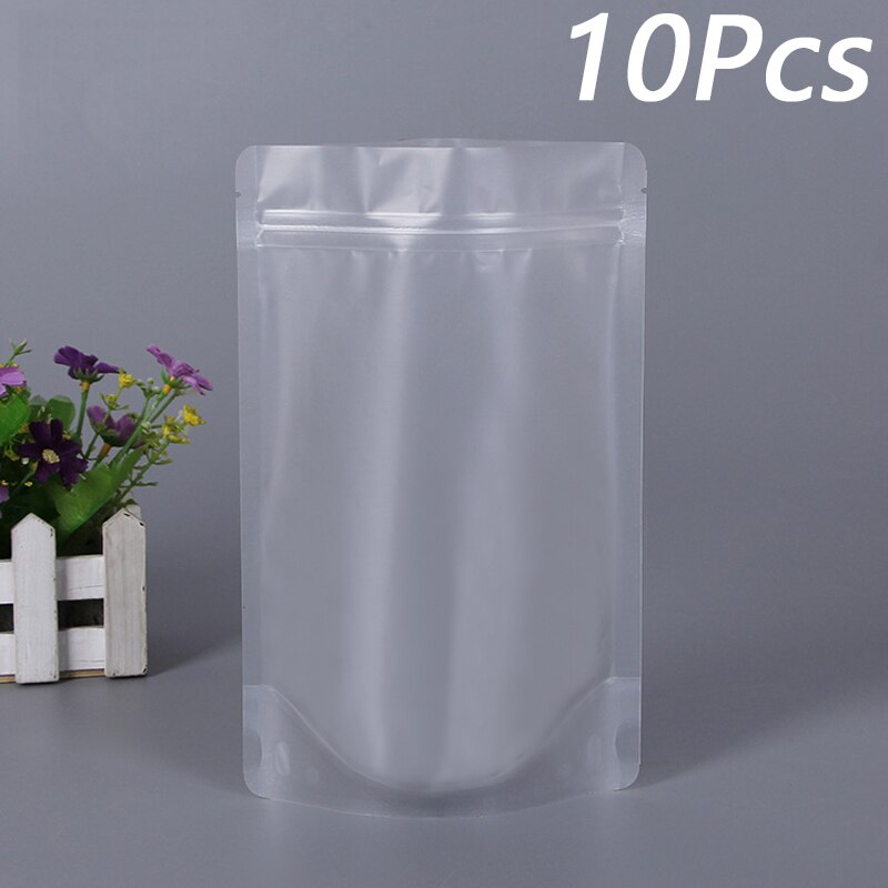 10Pcs Transparante Opbergtas Zelfdragende Ziplock Voedsel Verpakking Zak Thee Gedroogd Fruit Rits Zak Keuken Organizer: 9x15 cm