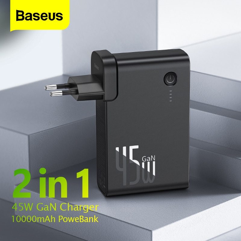 Baseus 2 In 1 Power Bank 10000Mah Gan Charger 2 In 1 Pd Qc 3.0 Afc Snel Opladen Usb oplader Voor Iphone Samsung Voor Macbook Pro