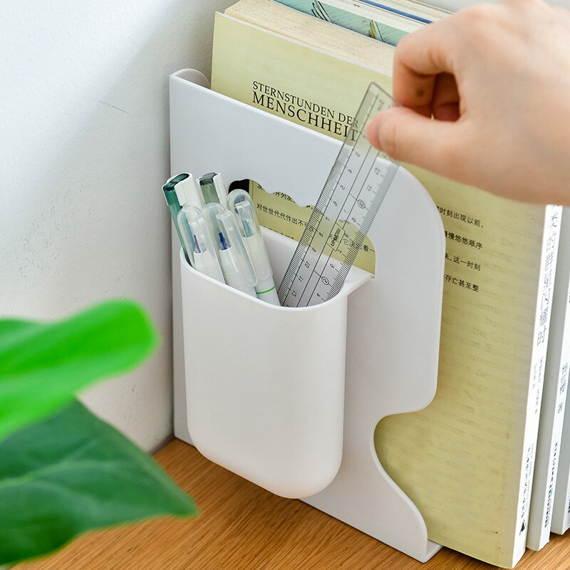 Estantería ajustable para libros, soporte retráctil para libros, múltiples compartimentos con soporte para bolígrafos, organizador de escritorio para el hogar y la Oficina