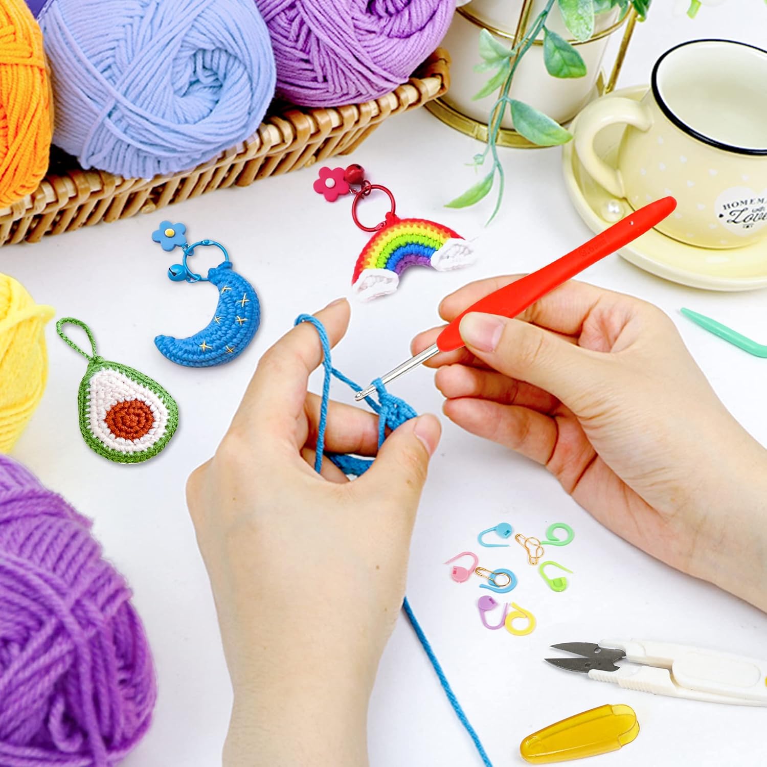 Kit de crochet pour débutants et adultes, kits de crochet pour débutants, aiguilles à tricoter pour enfants et plus un kit pour débutants plus idéal