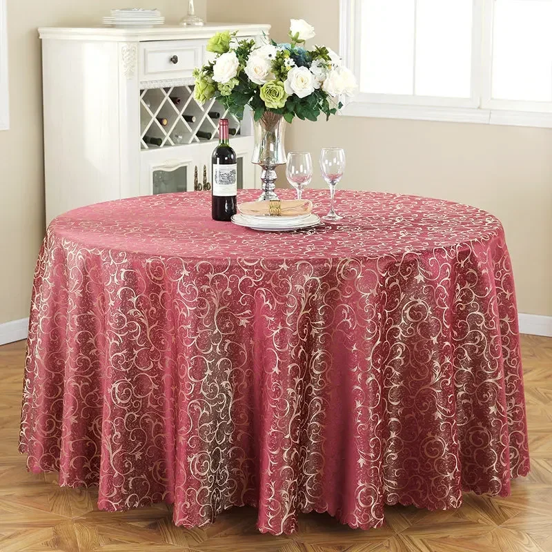 Nappe ronde vintage polyvalente, décoration de fête de mariage, couverture de table à manger à la maison, diamètre 160cm, 180cm, 200cm: Bourgogne / 145*220 cm