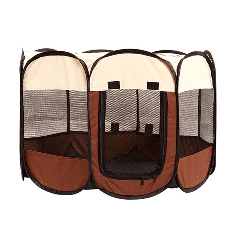 Tragbare Falten Zelt Haustier Hund Haus Käfig Hund Katze Zelt Laufstall Welpen Zwinger Achteckige Zaun Außen Haustier Liefert: Coffee / 73x73x43cm