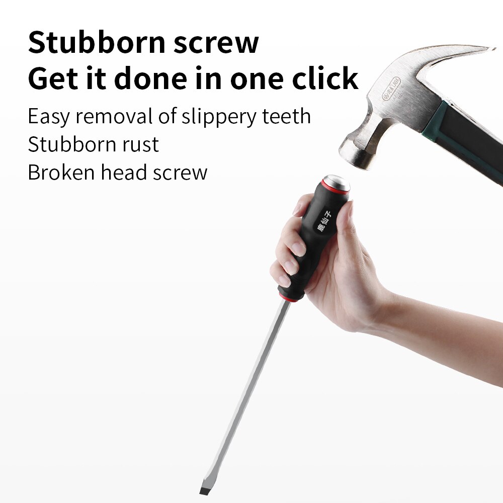 LUXIANI Longer Slotted Phillips Screwdriver Hammerable Hand Tools For Car Repair Household Can be knocked Magnetic Screw Driver